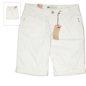 Levi White Denim Shorts w/ roll cuffs